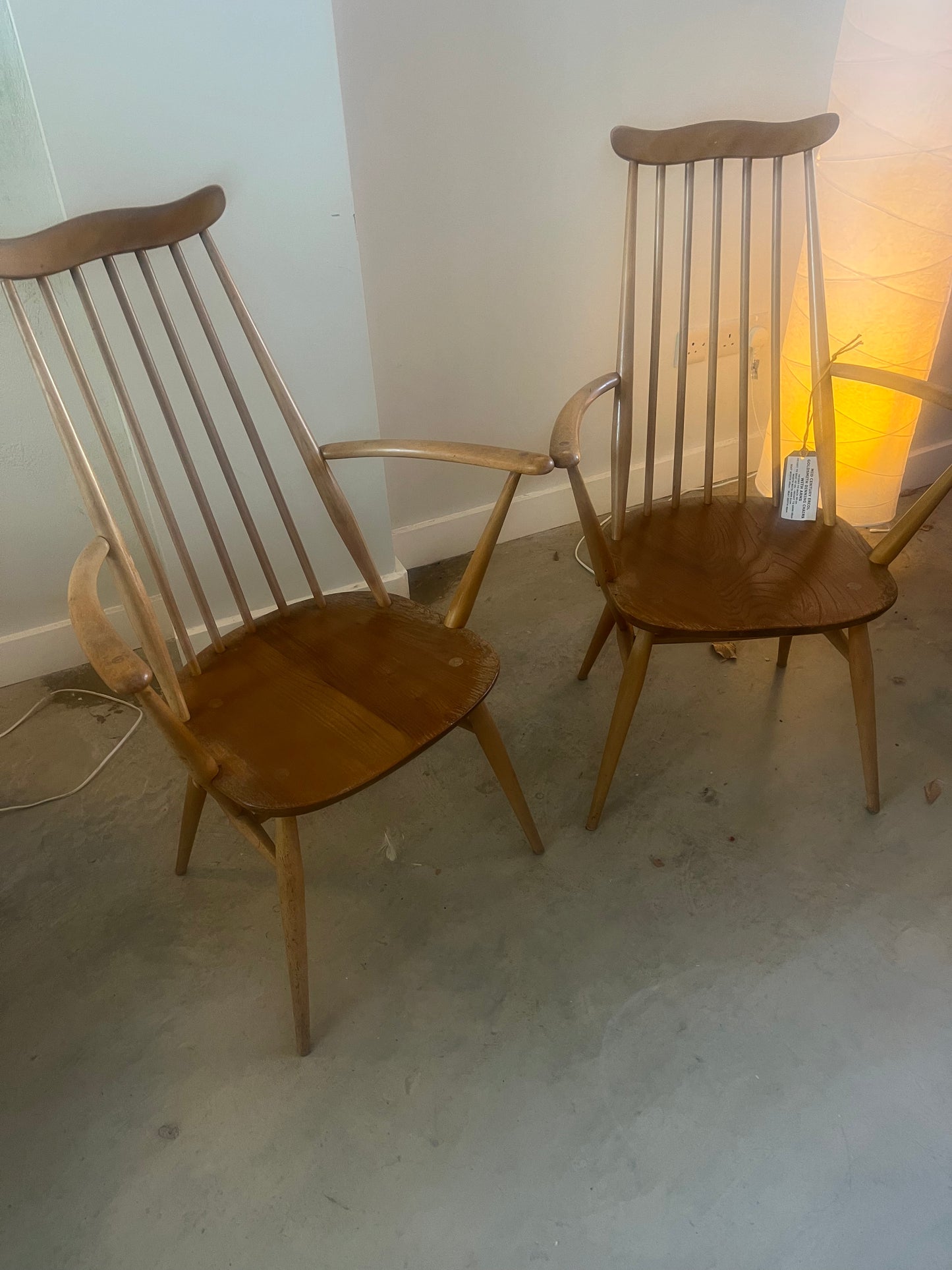 Ercol mid century Goldsmith dining chairs with arms