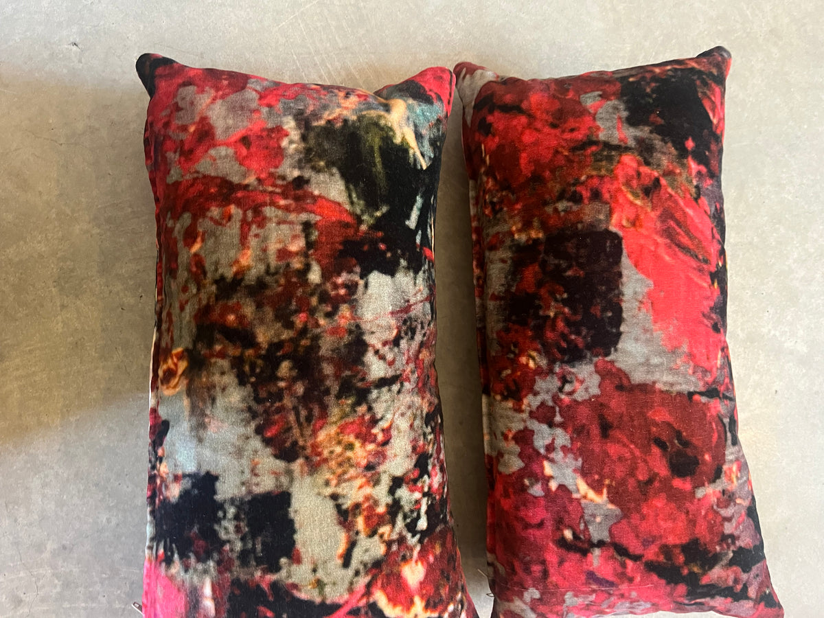 Velvet cushion - abstracted flowers by Bogdan Mihai Radu