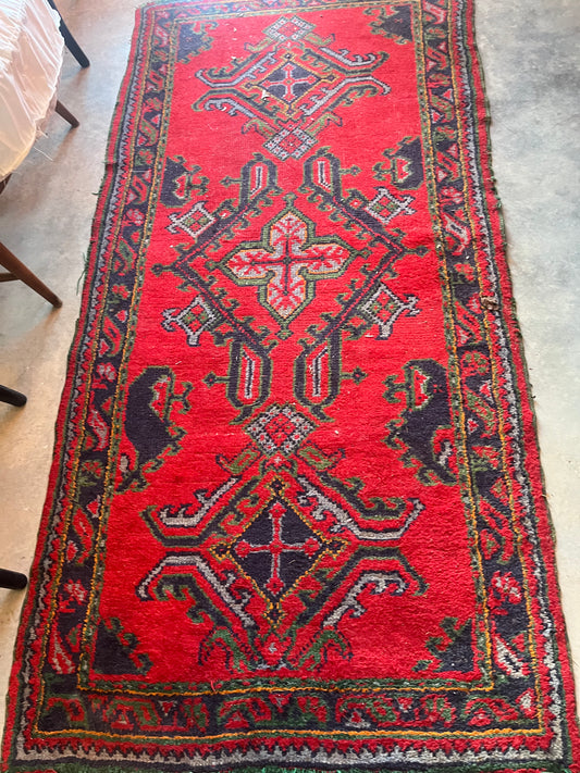 Hand knotted Turkish Oushak wool runner