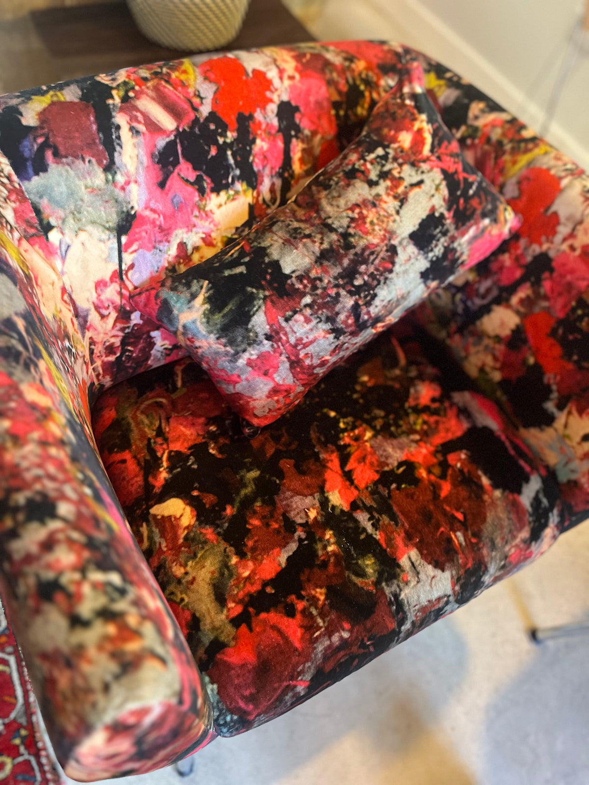 Velvet cushion - abstracted flowers by Bogdan Mihai Radu