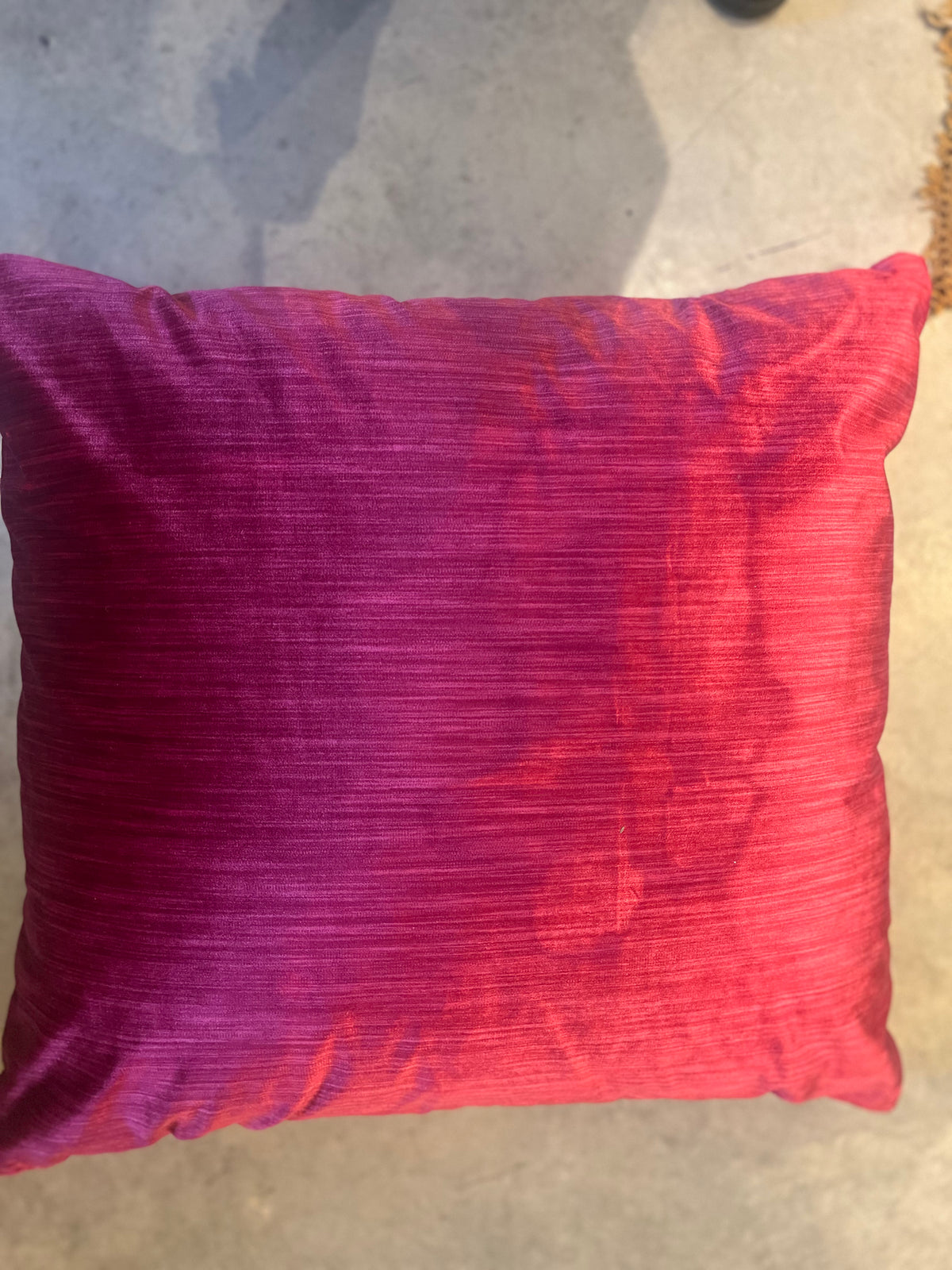 Red silk patchwork cushion - italian velvet back