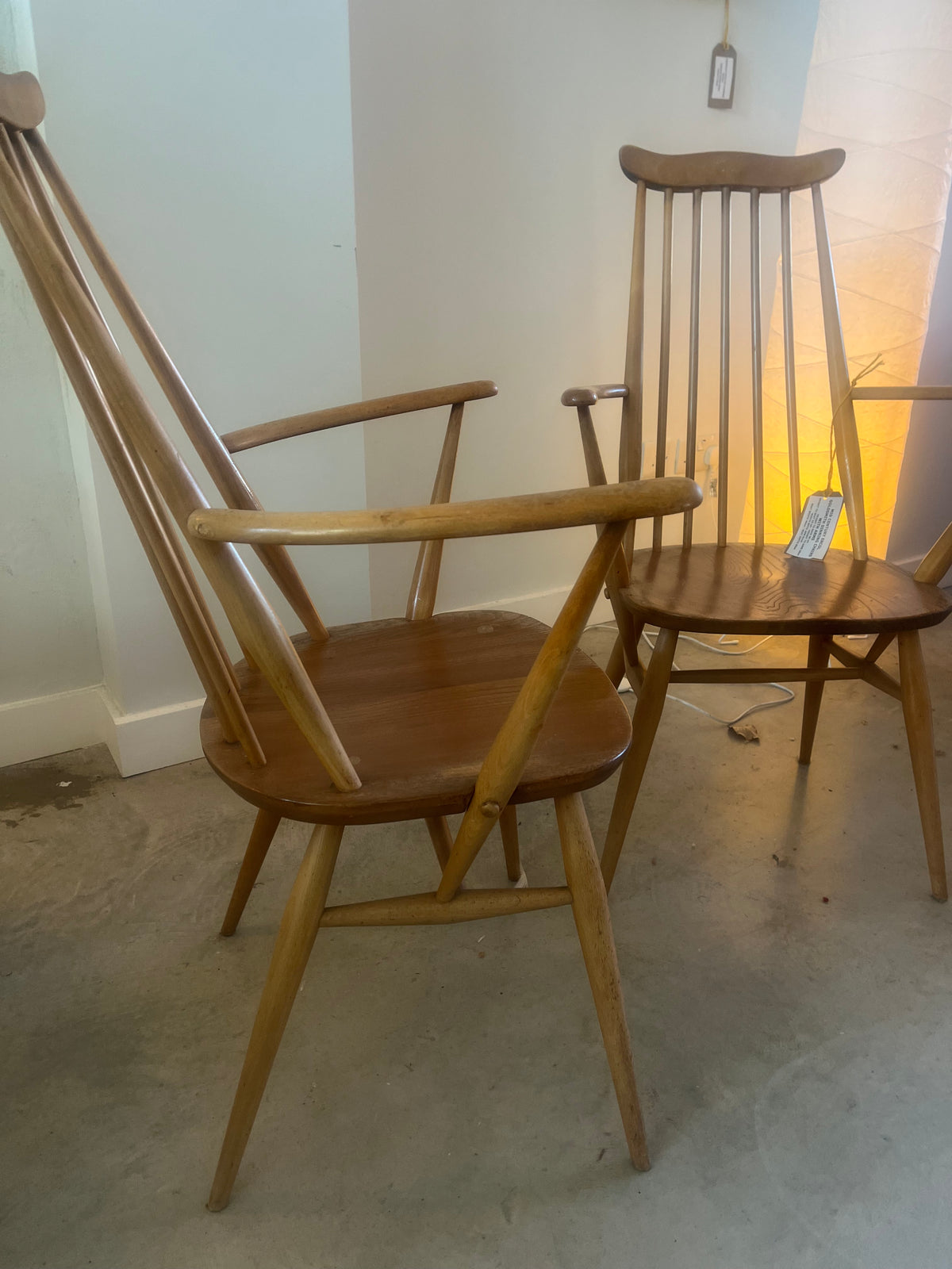 Ercol mid century Goldsmith dining chairs with arms