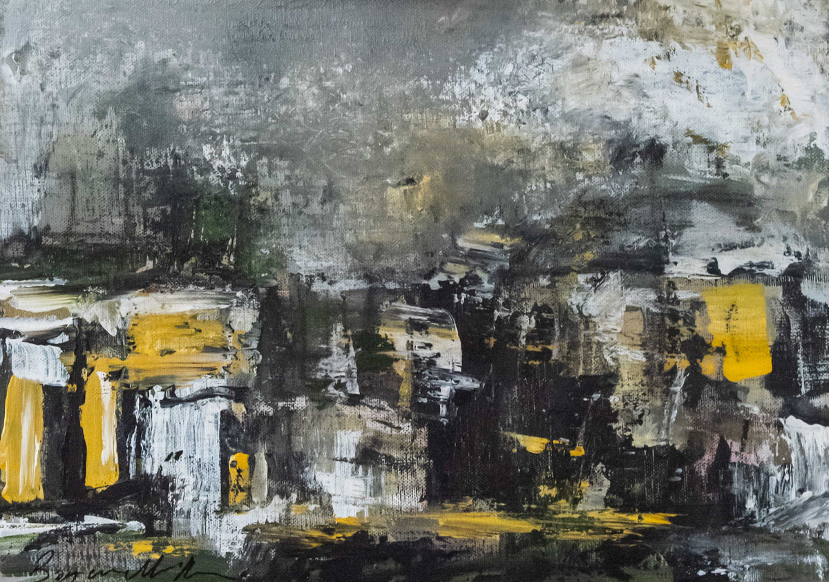 Grey And Yellow Abstract By Bogdan Mihai Radu