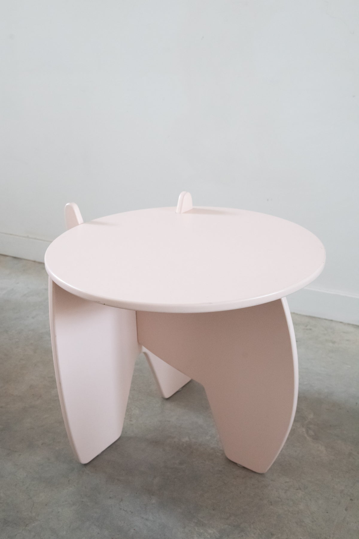 Round palest pink coffee table